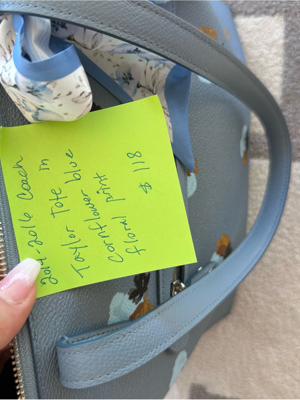 Coach Floral Print Leather Tote Bag in Light Blue 2016 Coach Taylor tote - Picture 14 of 16